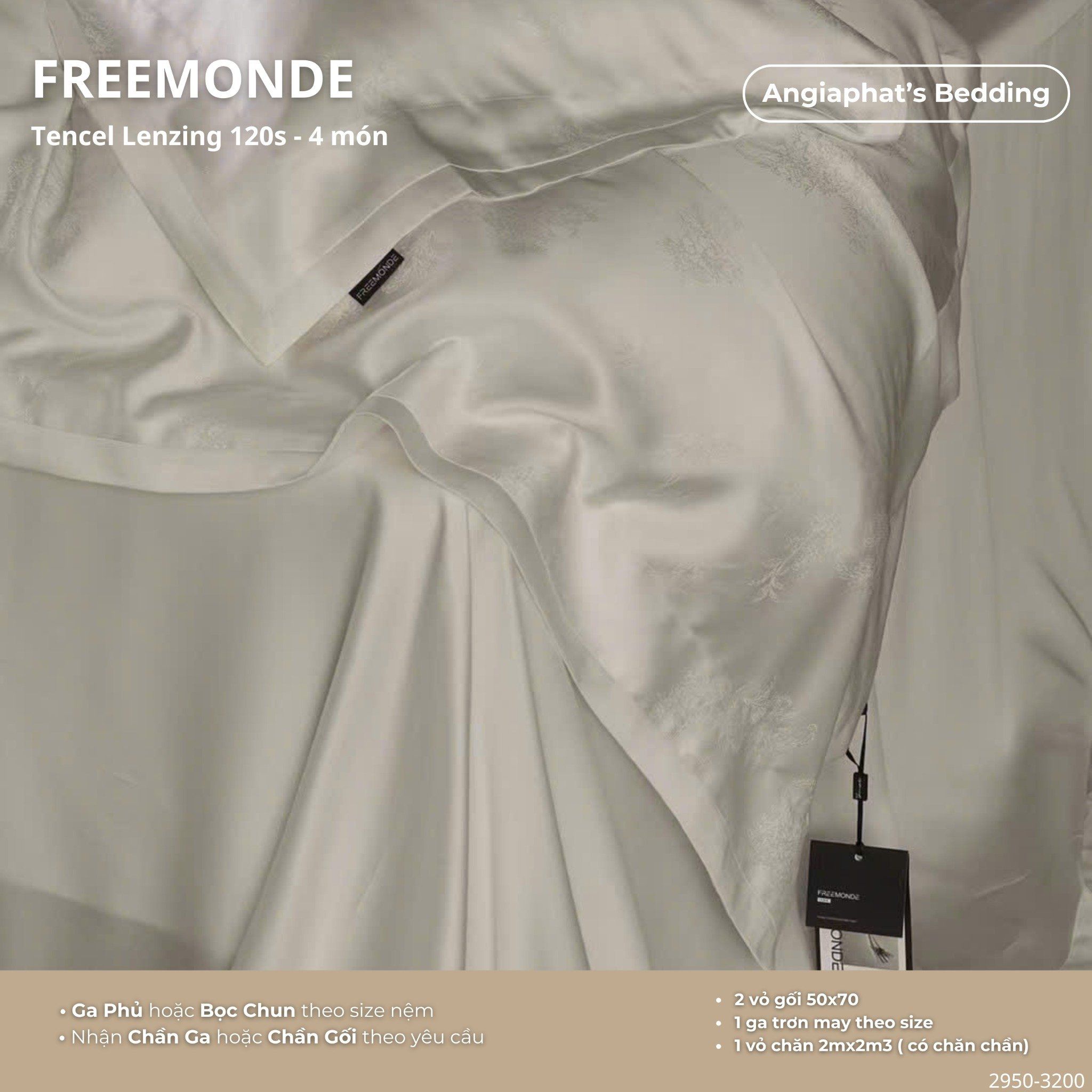 Set Chăn Ga Tencel 120s Freemonce Dệt Vân Chìm - Màu 12