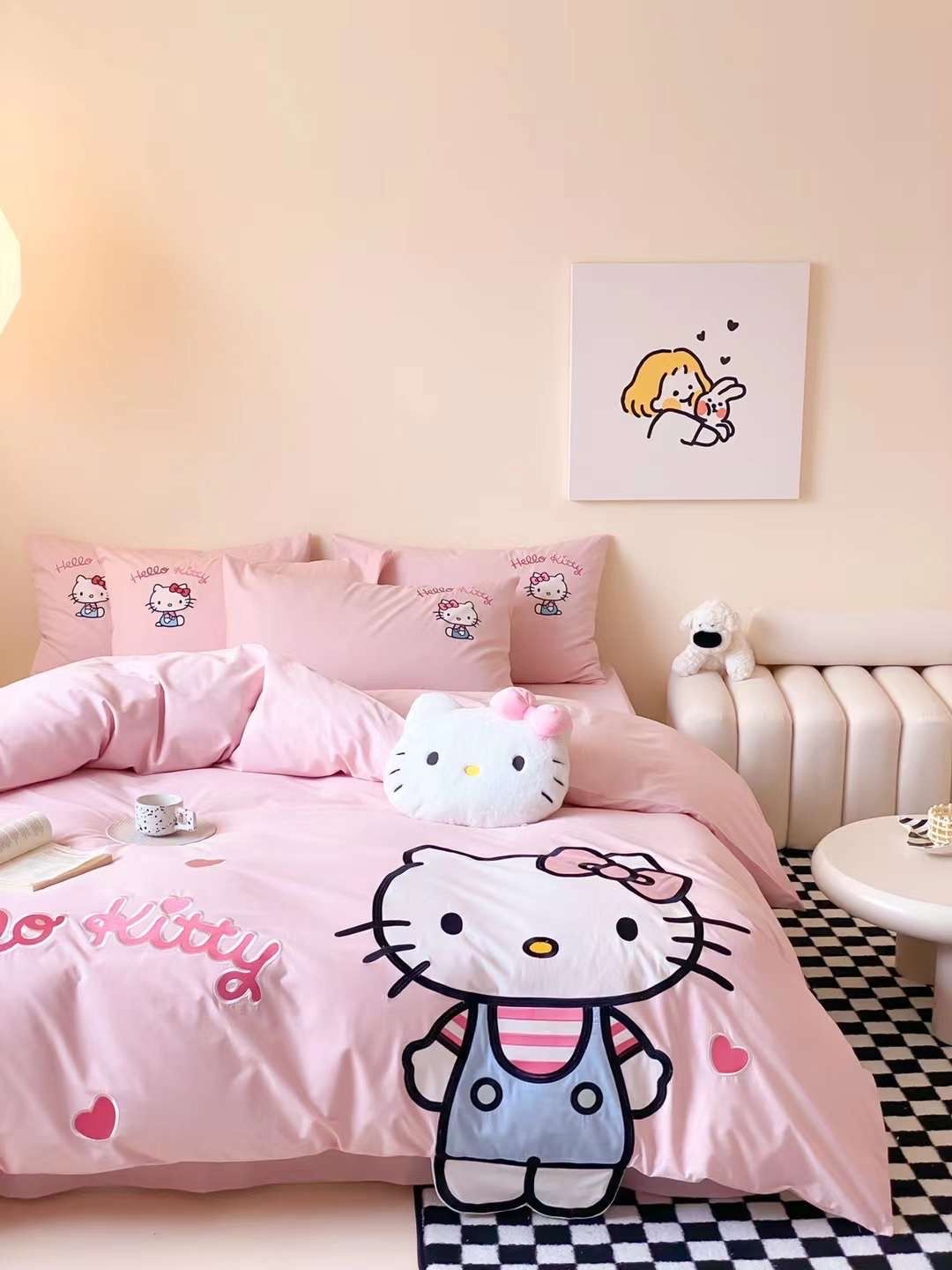 Bộ Chăn Ga Cotton Linen Kids - Kitty 1