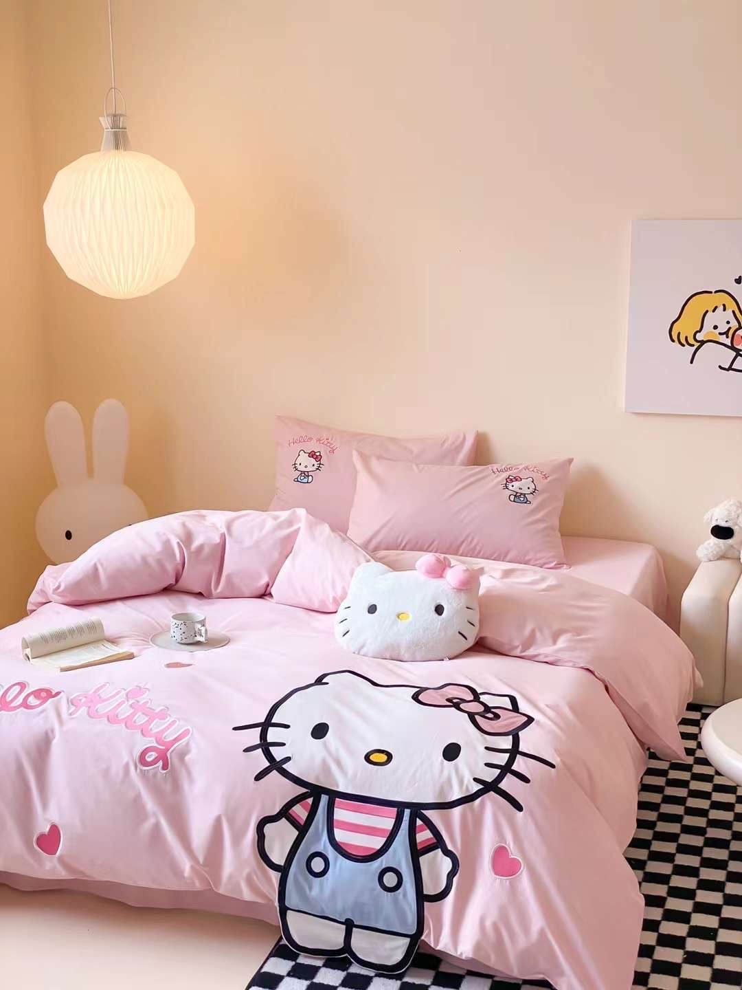 Bộ Chăn Ga Cotton Linen Kids - Kitty 1