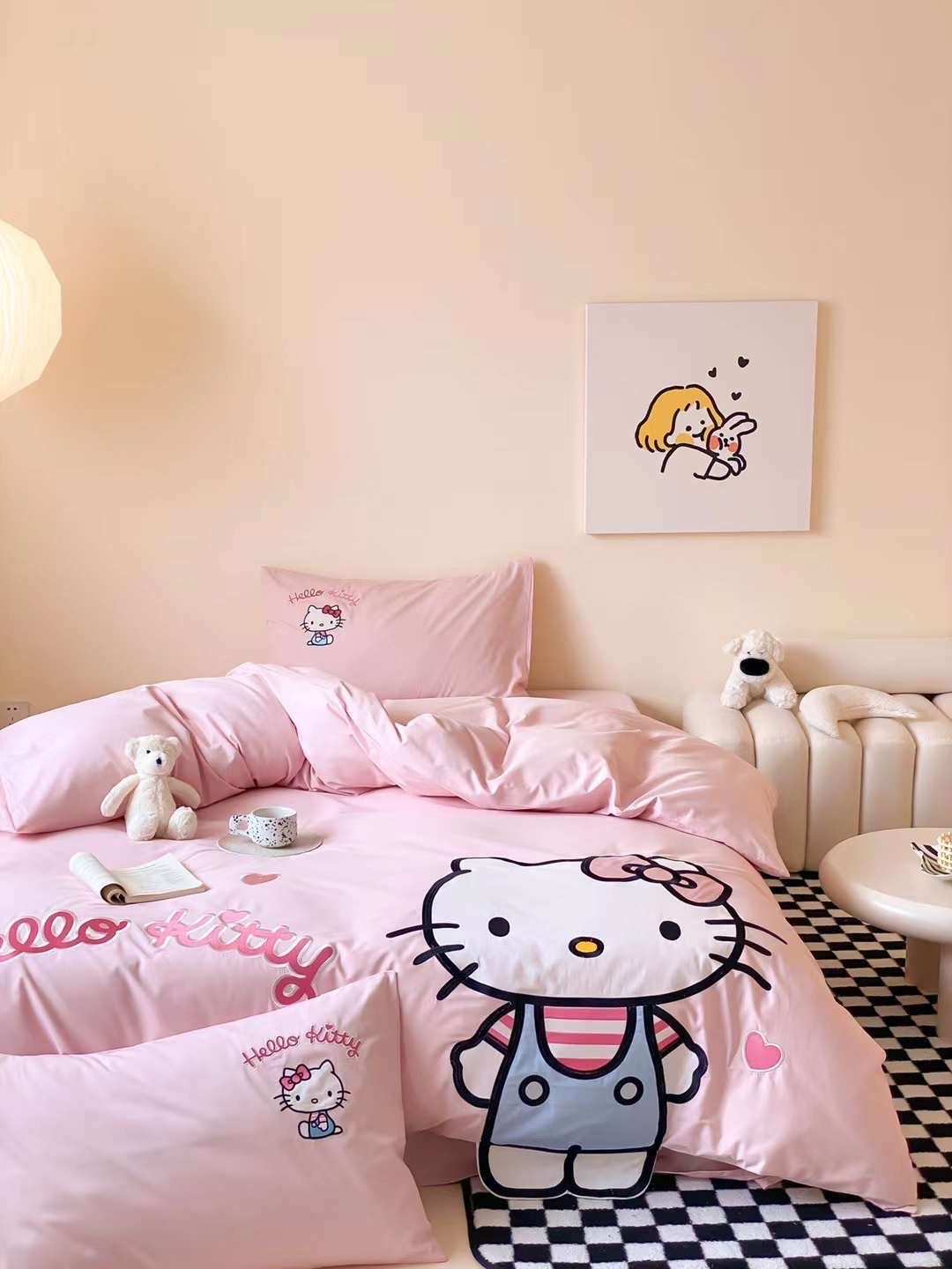 Bộ Chăn Ga Cotton Linen Kids - Kitty 1