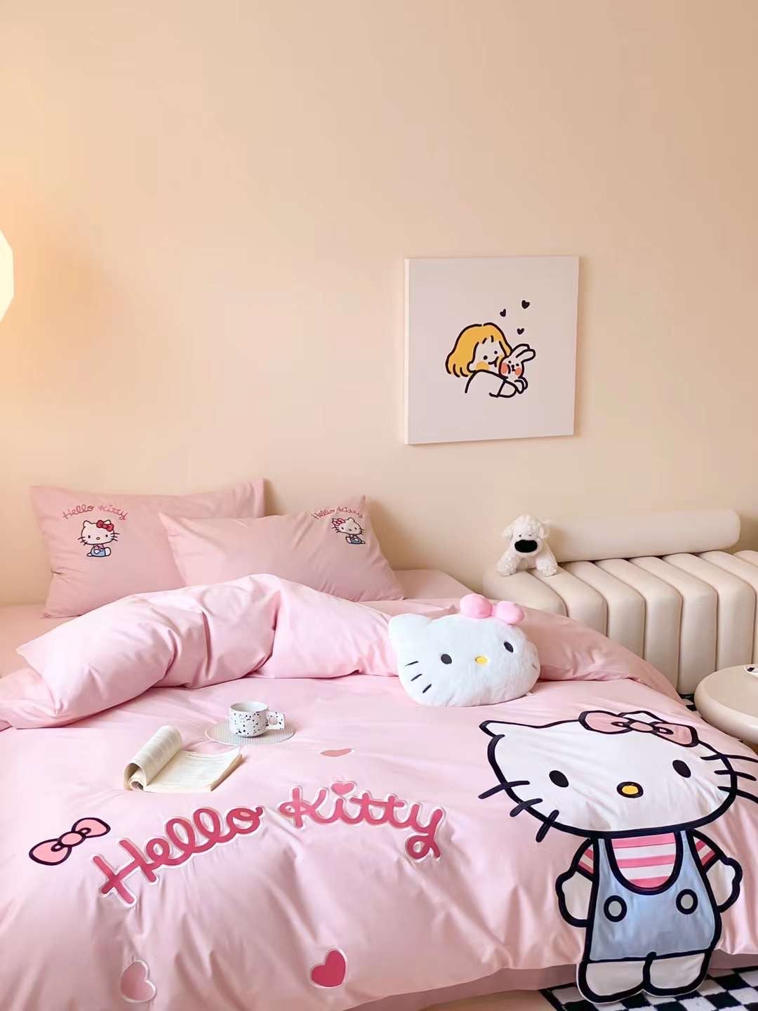 Bộ Chăn Ga Cotton Linen Kids - Kitty 1