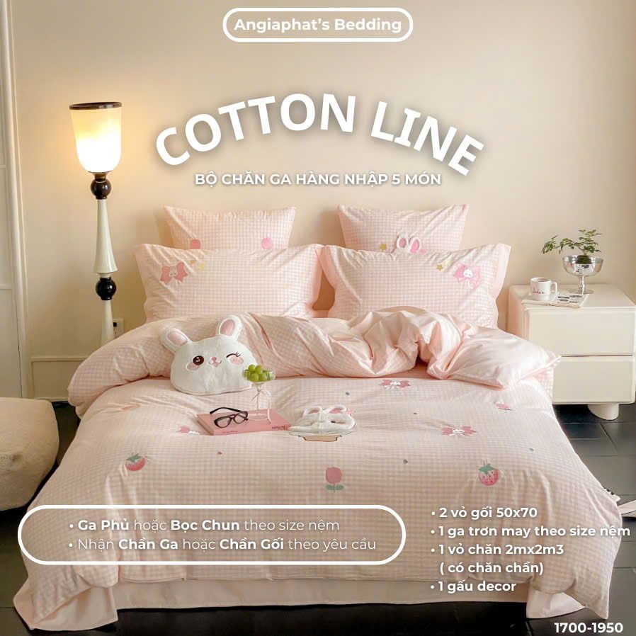 Bộ Chăn Ga Cotton Linen Kids / Cho Bé - Thỏ Caro