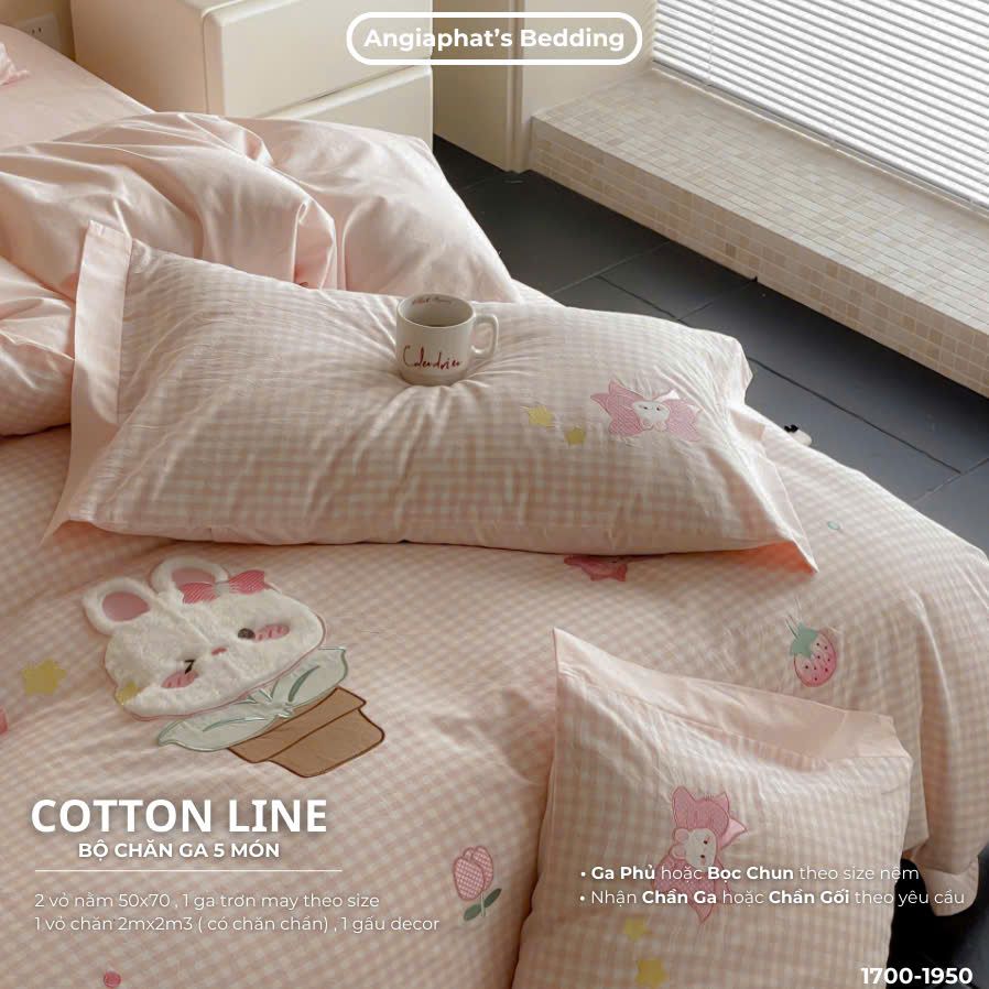 Bộ Chăn Ga Cotton Linen Kids / Cho Bé - Thỏ Caro