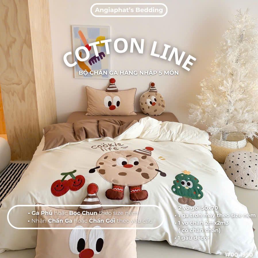 Bộ Chăn Ga Cotton Linen Kids / Cho Bé - Cookies