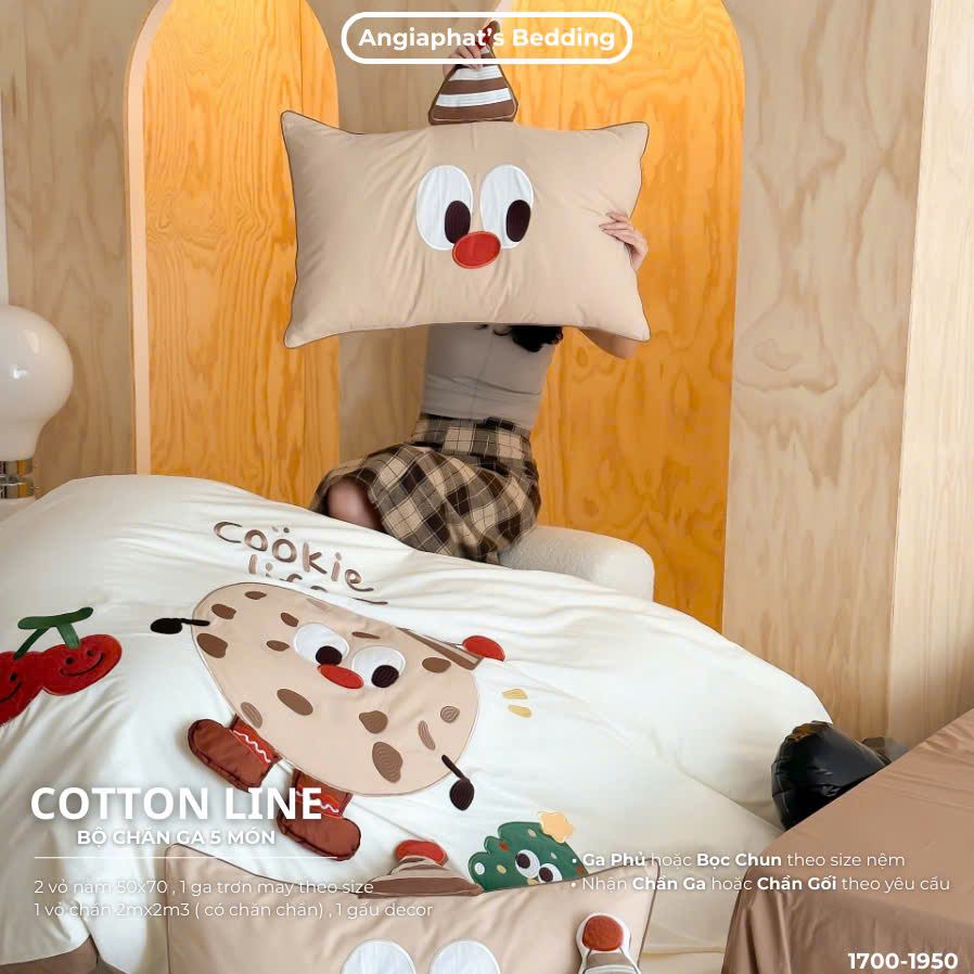 Bộ Chăn Ga Cotton Linen Kids / Cho Bé - Cookies