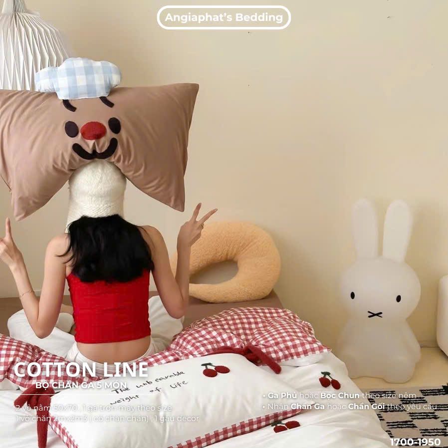 Bộ Chăn Ga Cotton Linen Kids / Cho Bé - Cherry