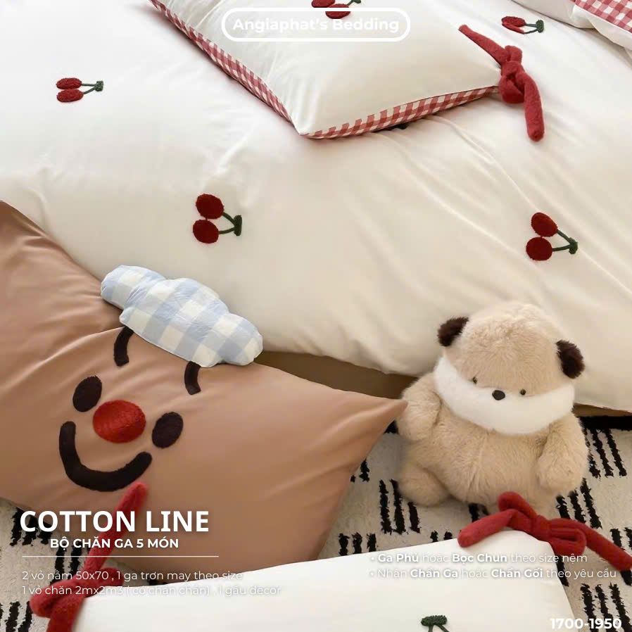 Bộ Chăn Ga Cotton Linen Kids / Cho Bé - Cherry