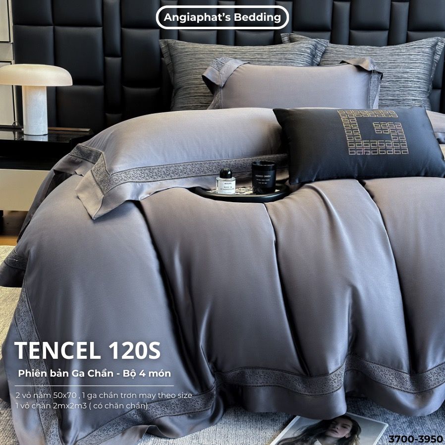 Set Chăn Ga Tencel 120s - 5 MÓN - GA TRẦN PHỦ - MÀU 1