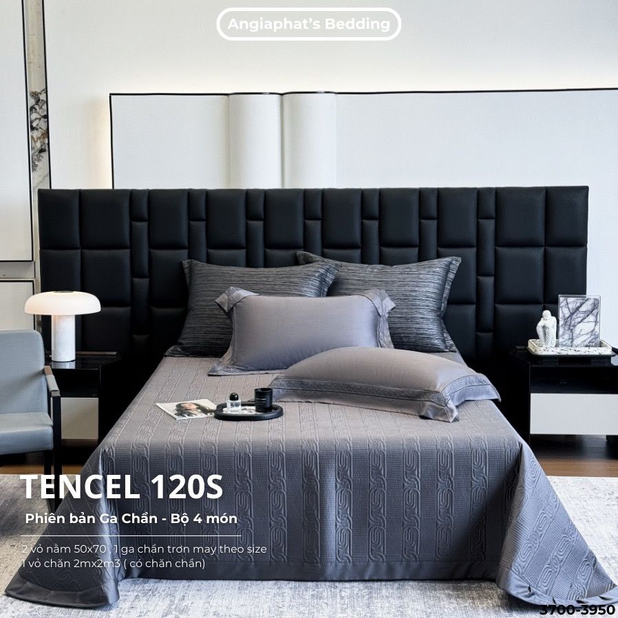 Set Chăn Ga Tencel 120s - 5 MÓN - GA TRẦN PHỦ - MÀU 1