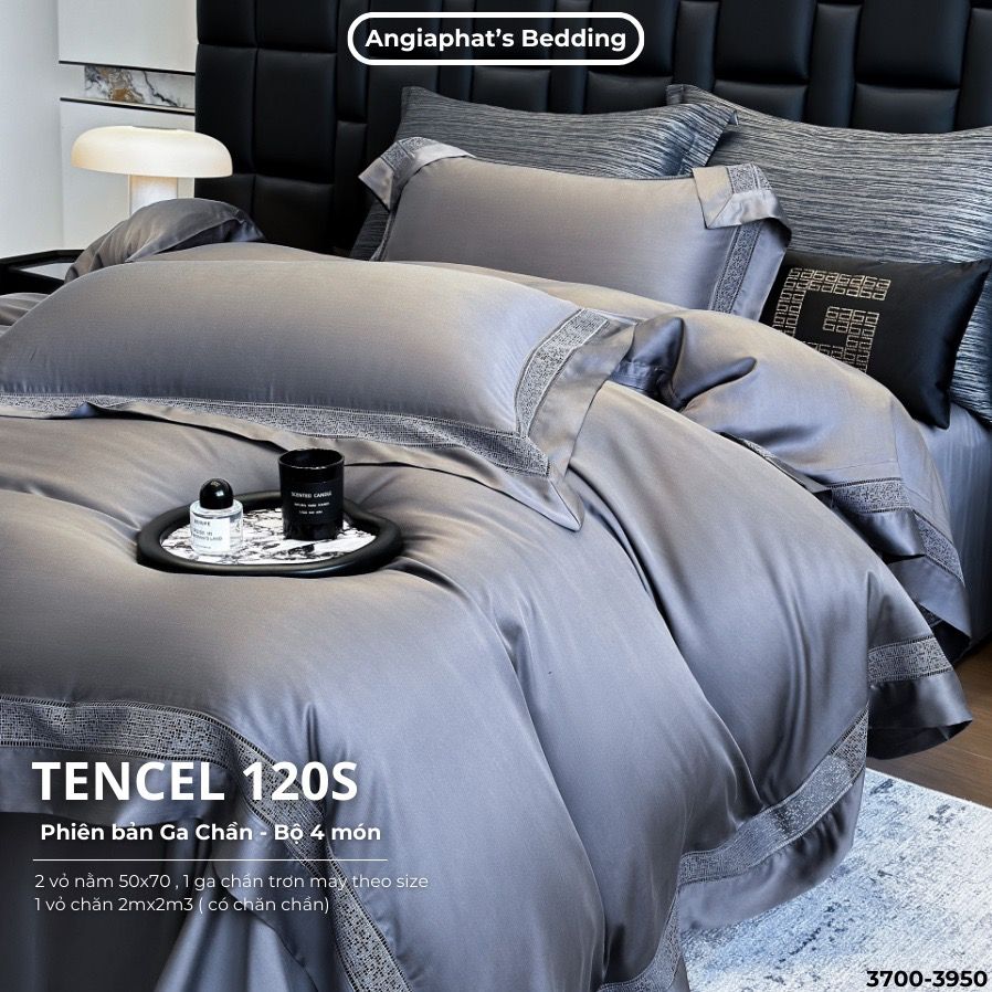 Set Chăn Ga Tencel 120s - 5 MÓN - GA TRẦN PHỦ - MÀU 1