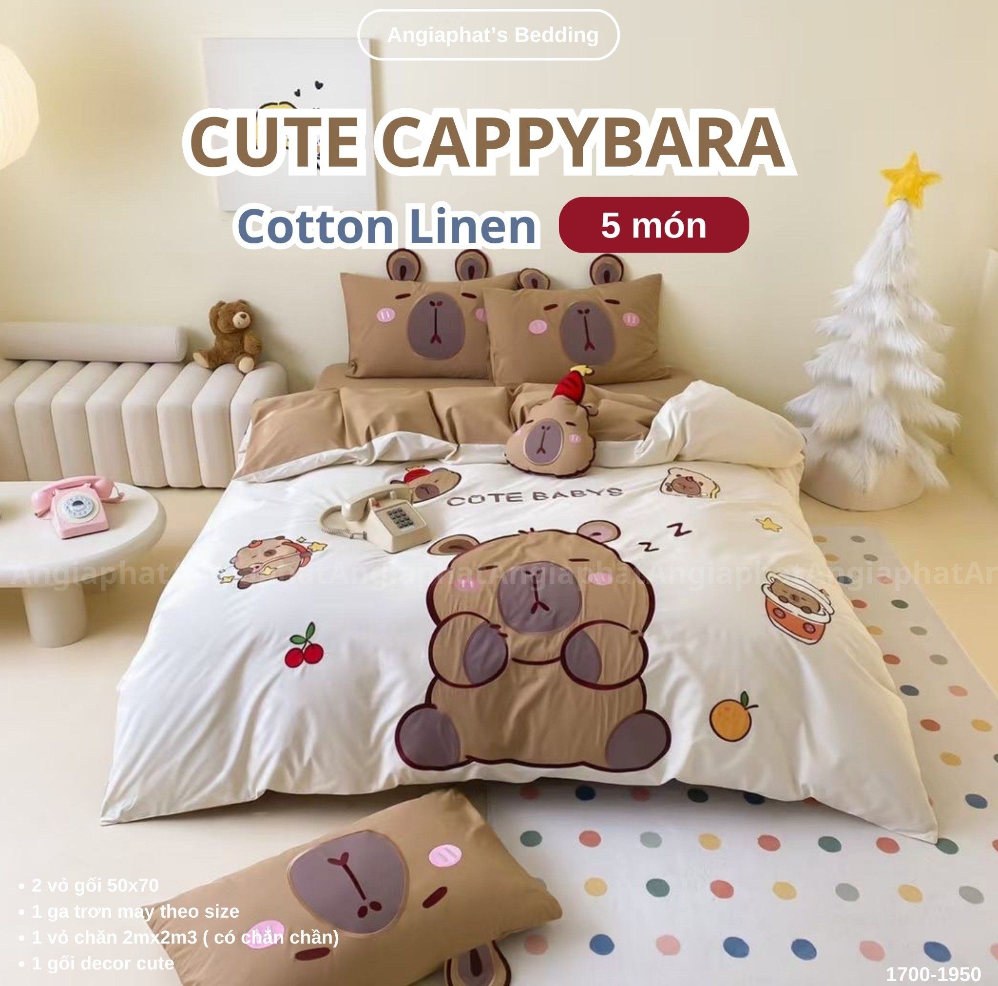 Bộ Chăn Ga Cotton Linen Kids - Capybara