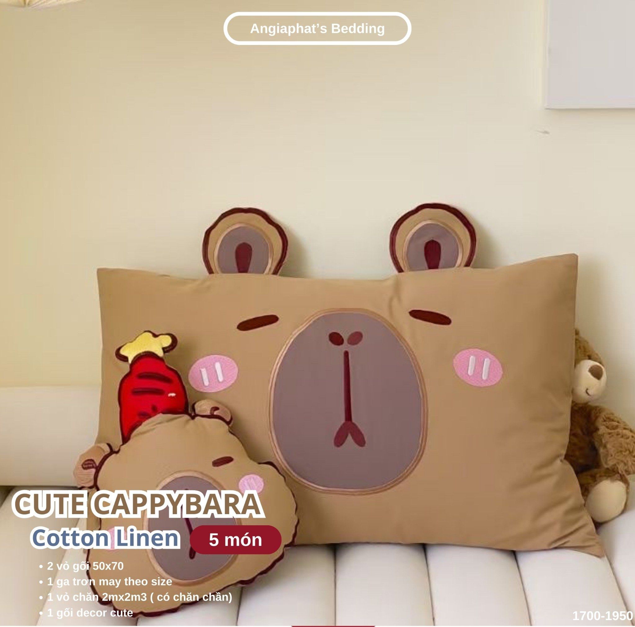 Bộ Chăn Ga Cotton Linen Kids - Capybara