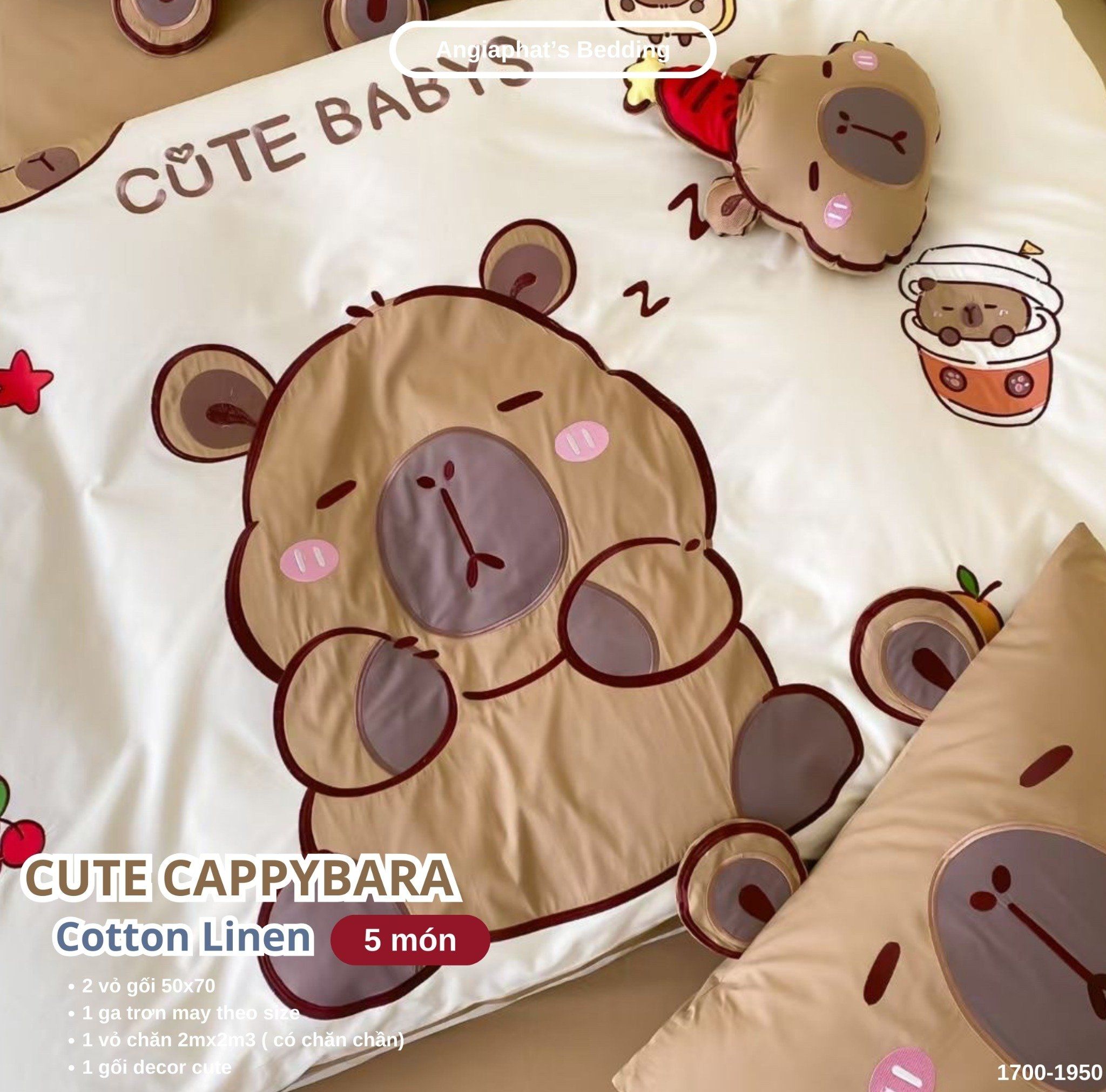 Bộ Chăn Ga Cotton Linen Kids - Capybara