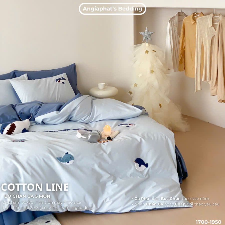 Bộ Chăn Ga Cotton Linen Kids / Cho Bé - Underwater