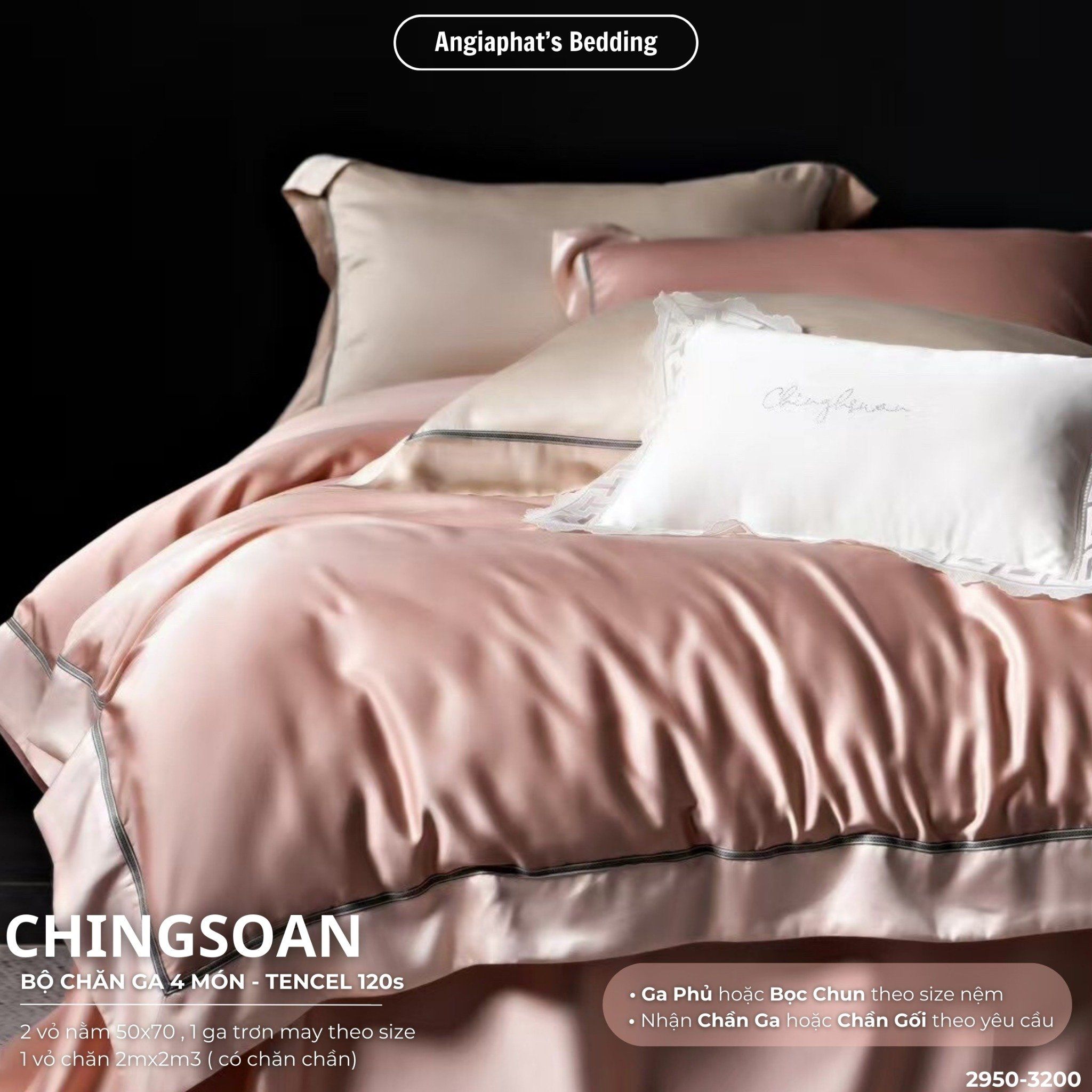 Set Chăn Ga Tencel 120s Chingsuan Viền - Màu 2