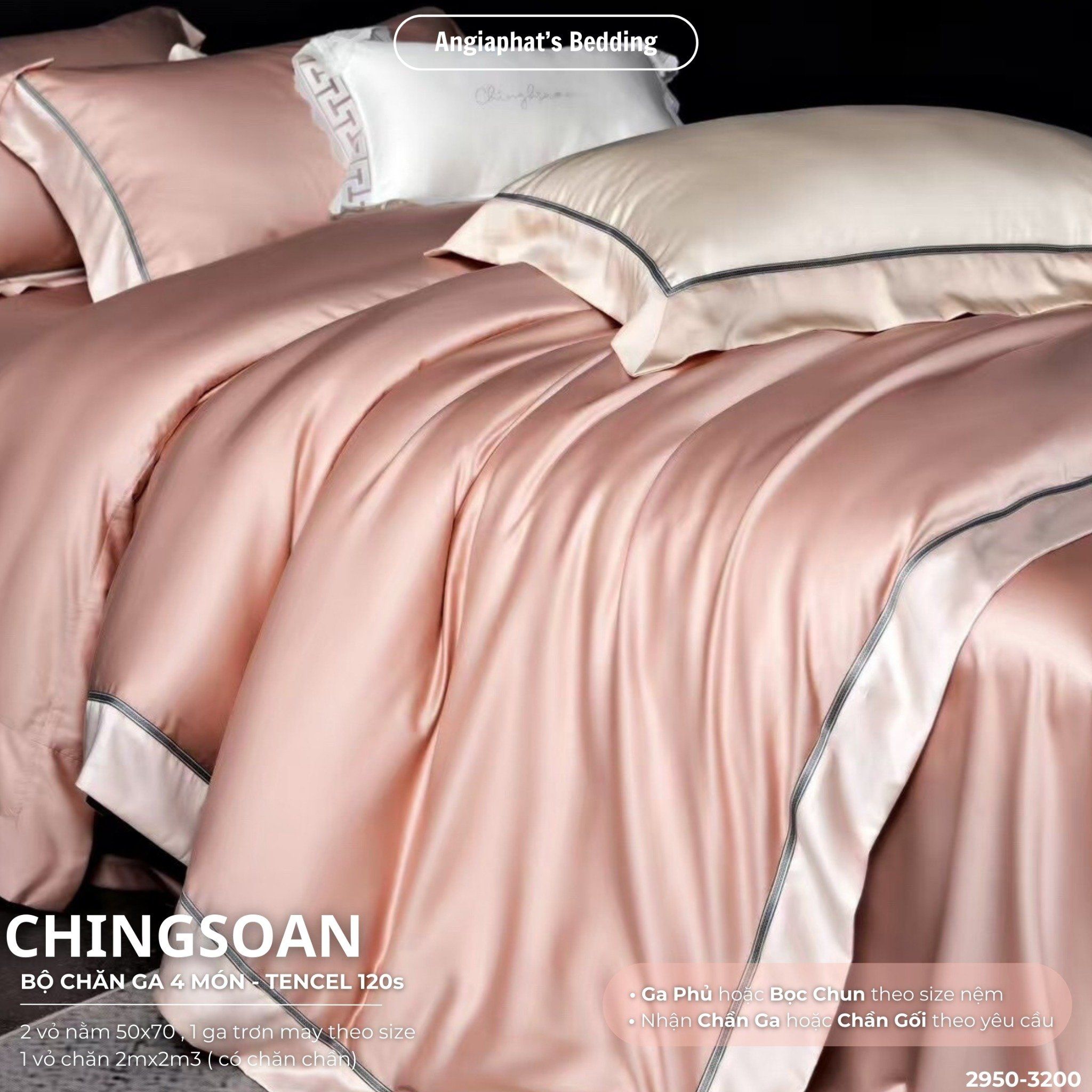 Set Chăn Ga Tencel 120s Chingsuan Viền - Màu 2
