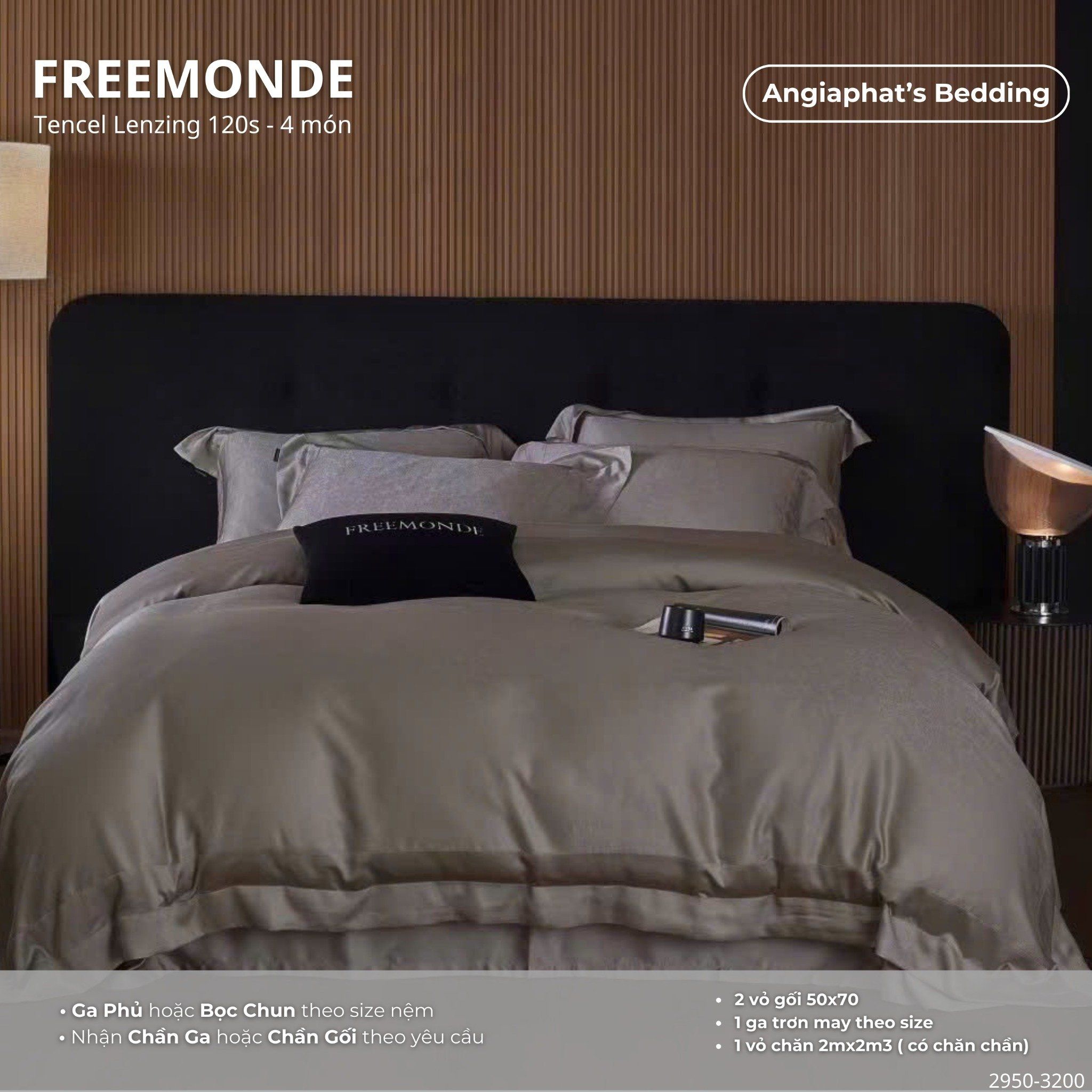 Set Chăn Ga Tencel 120s Freemonce Dệt Vân Chìm - Màu 2