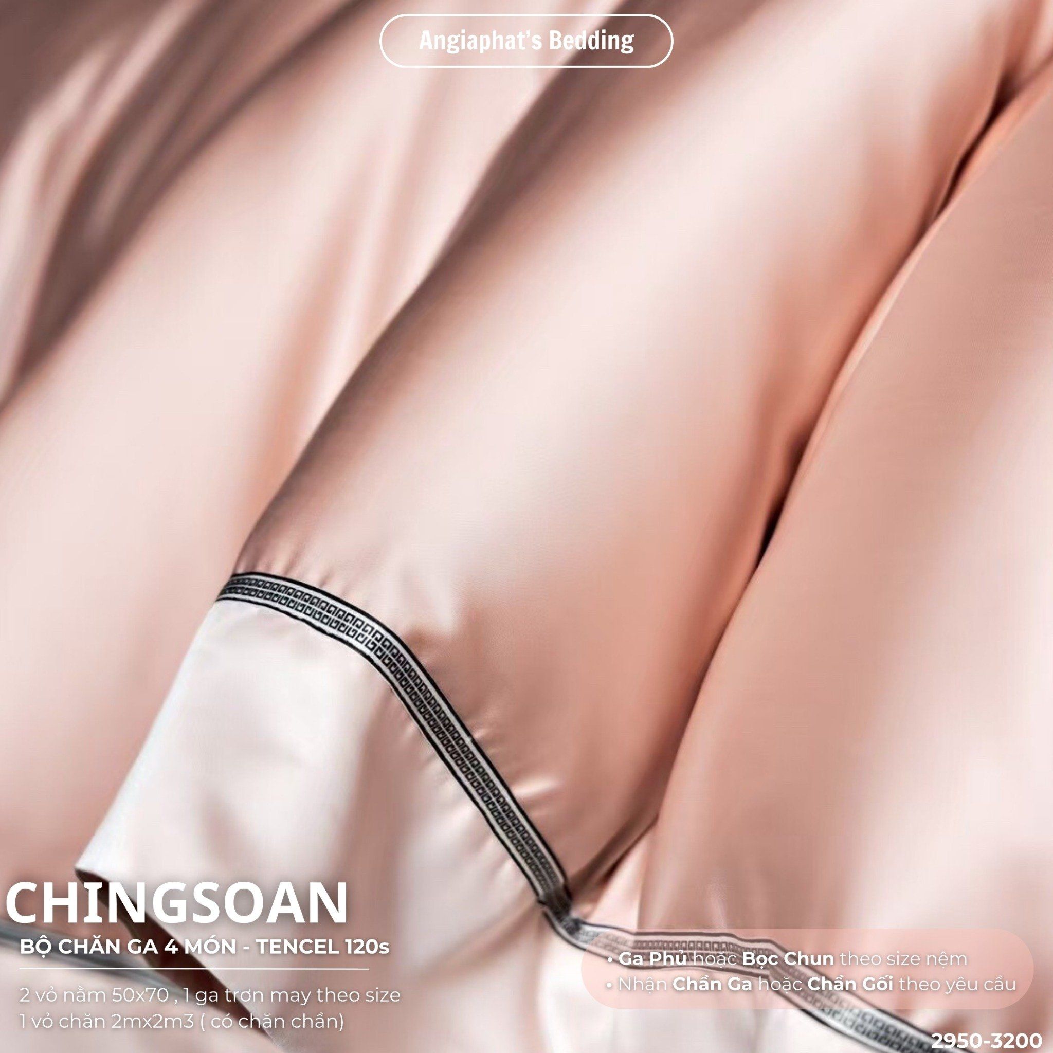 Set Chăn Ga Tencel 120s Chingsuan Viền - Màu 2