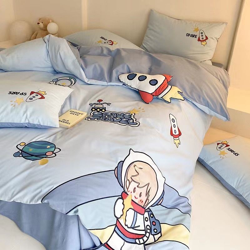 Bộ Chăn Ga Cotton Linen Kids - Phi Hành Gia