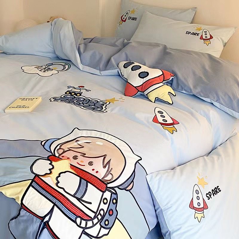 Bộ Chăn Ga Cotton Linen Kids - Phi Hành Gia