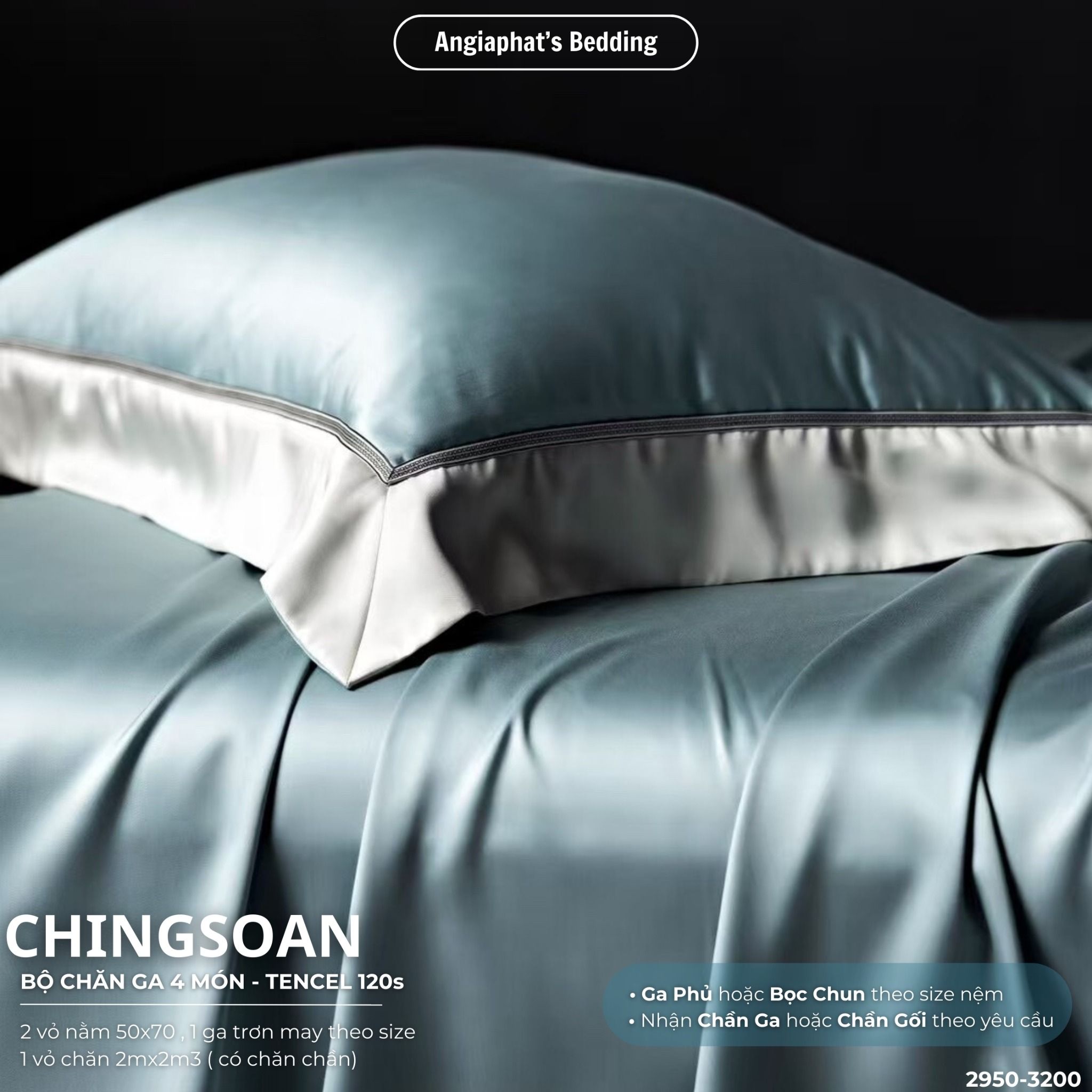 Set Chăn Ga Tencel 120s Chingsuan Viền - Màu 3