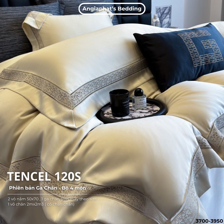 Set Chăn Ga Tencel 120s - 5 MÓN - GA TRẦN PHỦ - MÀU 3