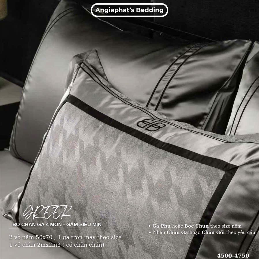 Set Chăn Ga Luxury - Gấm Siêu Mịn - B GHI