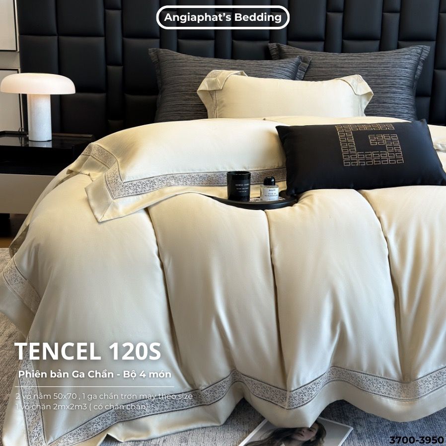 Set Chăn Ga Tencel 120s - 5 MÓN - GA TRẦN PHỦ - MÀU 3