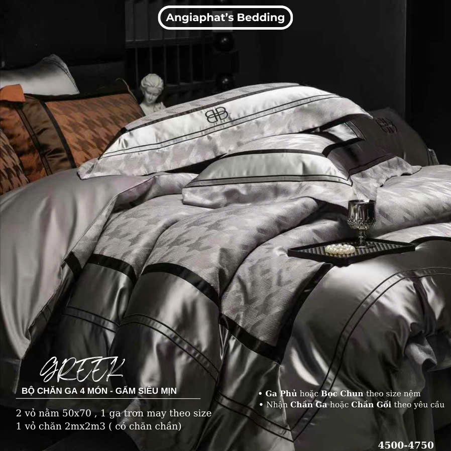 Set Chăn Ga Luxury - Gấm Siêu Mịn - B GHI