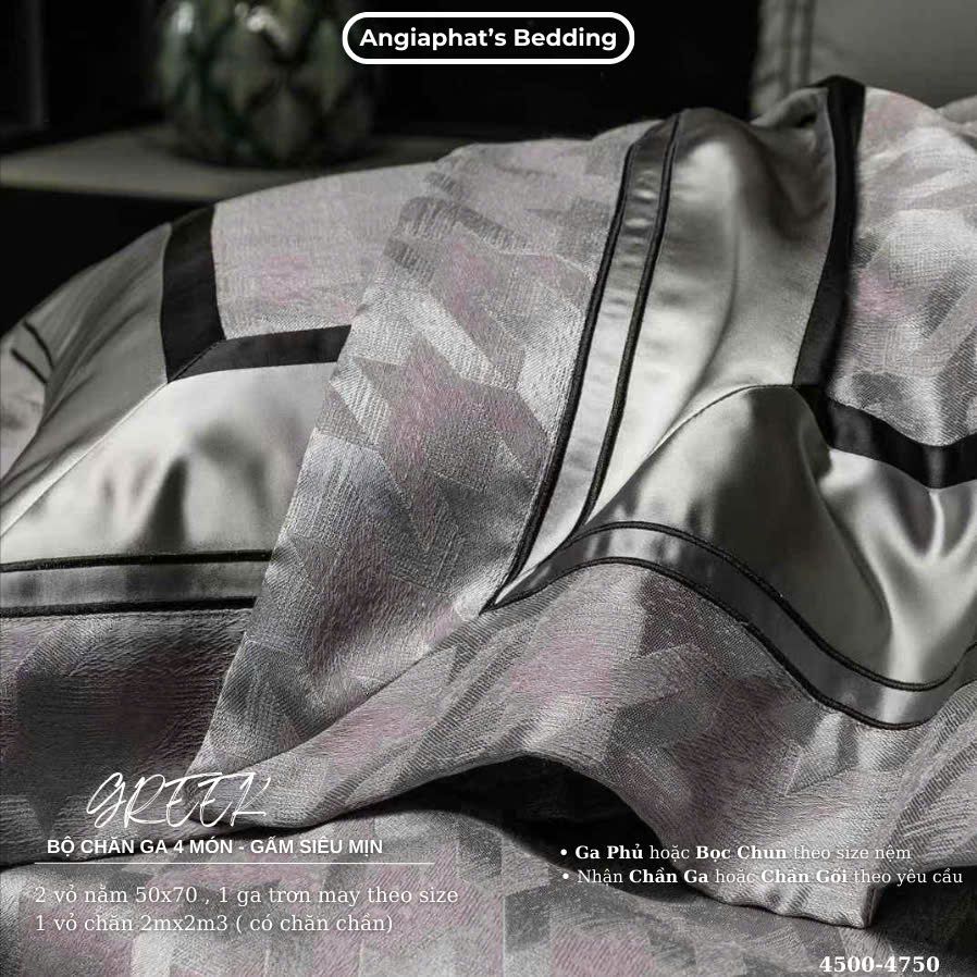 Set Chăn Ga Luxury - Gấm Siêu Mịn - B GHI
