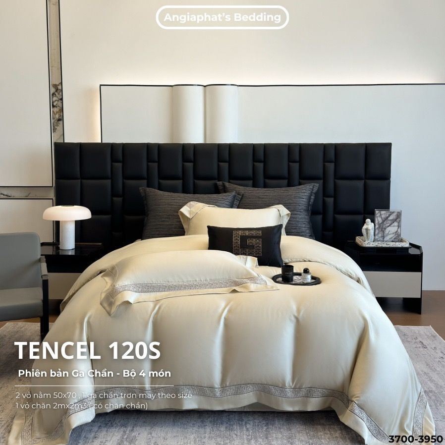 Set Chăn Ga Tencel 120s - 5 MÓN - GA TRẦN PHỦ - MÀU 3