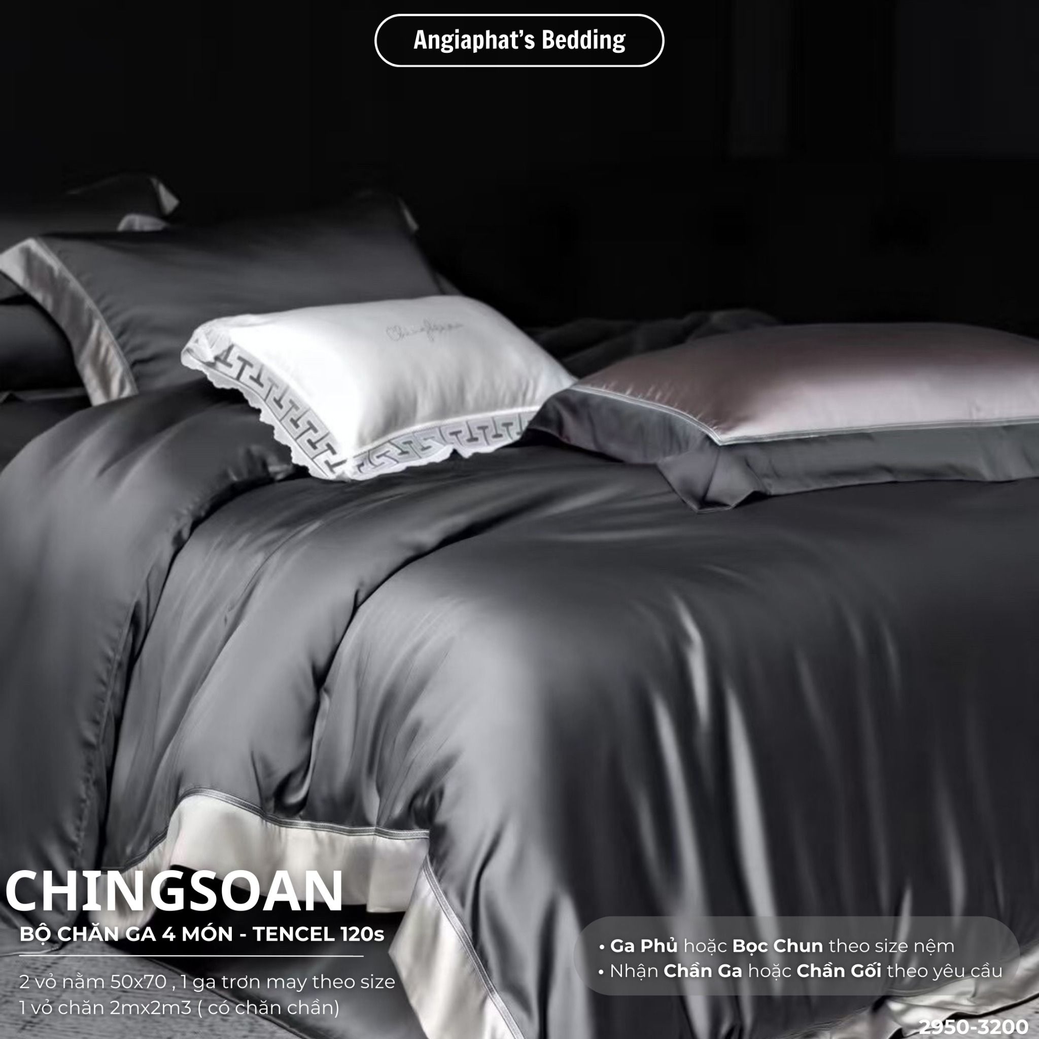 Set Chăn Ga Tencel 120s Chingsuan Viền - Màu 4