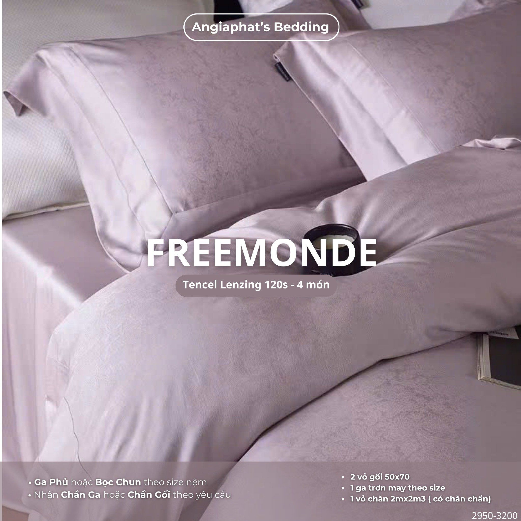 Set Chăn Ga Tencel 120s Freemonce Dệt Vân Chìm - Màu 4