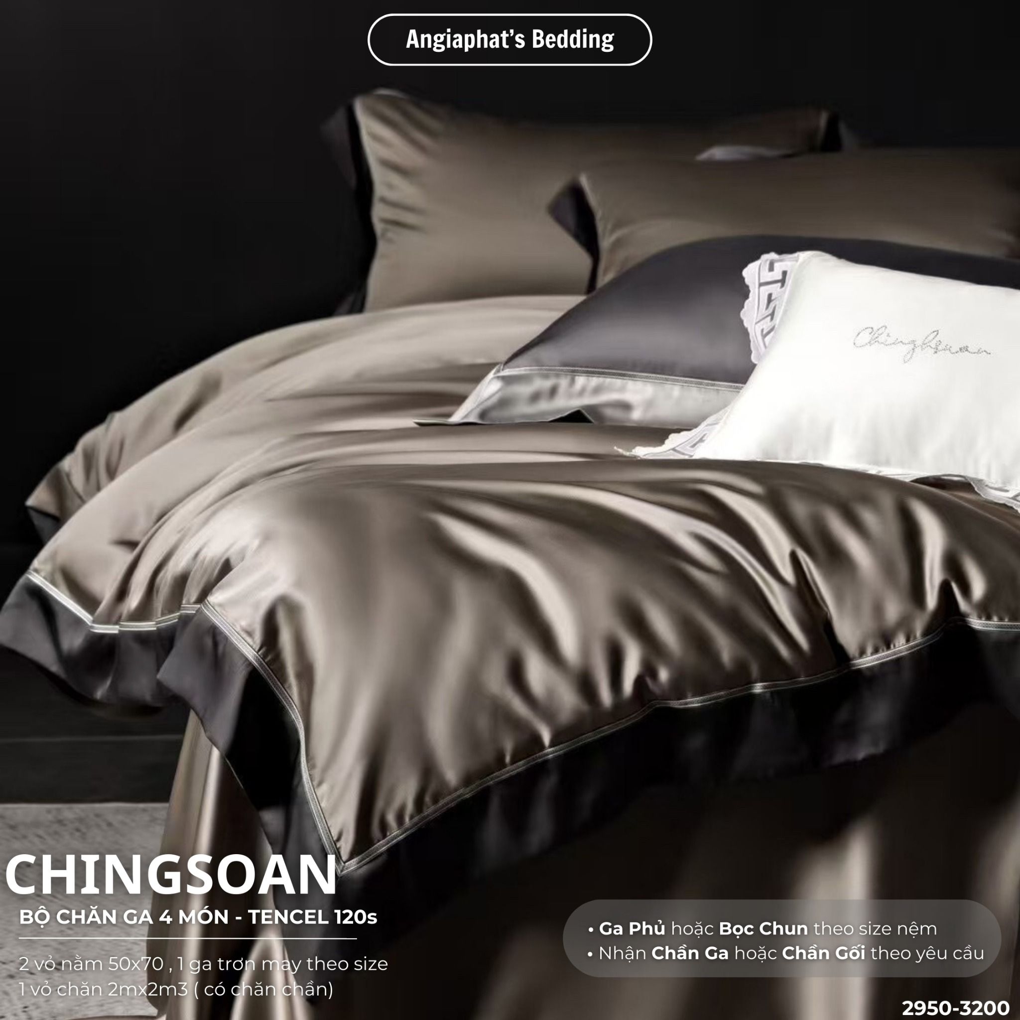 Set Chăn Ga Tencel 120s Chingsuan Viền - Màu 5