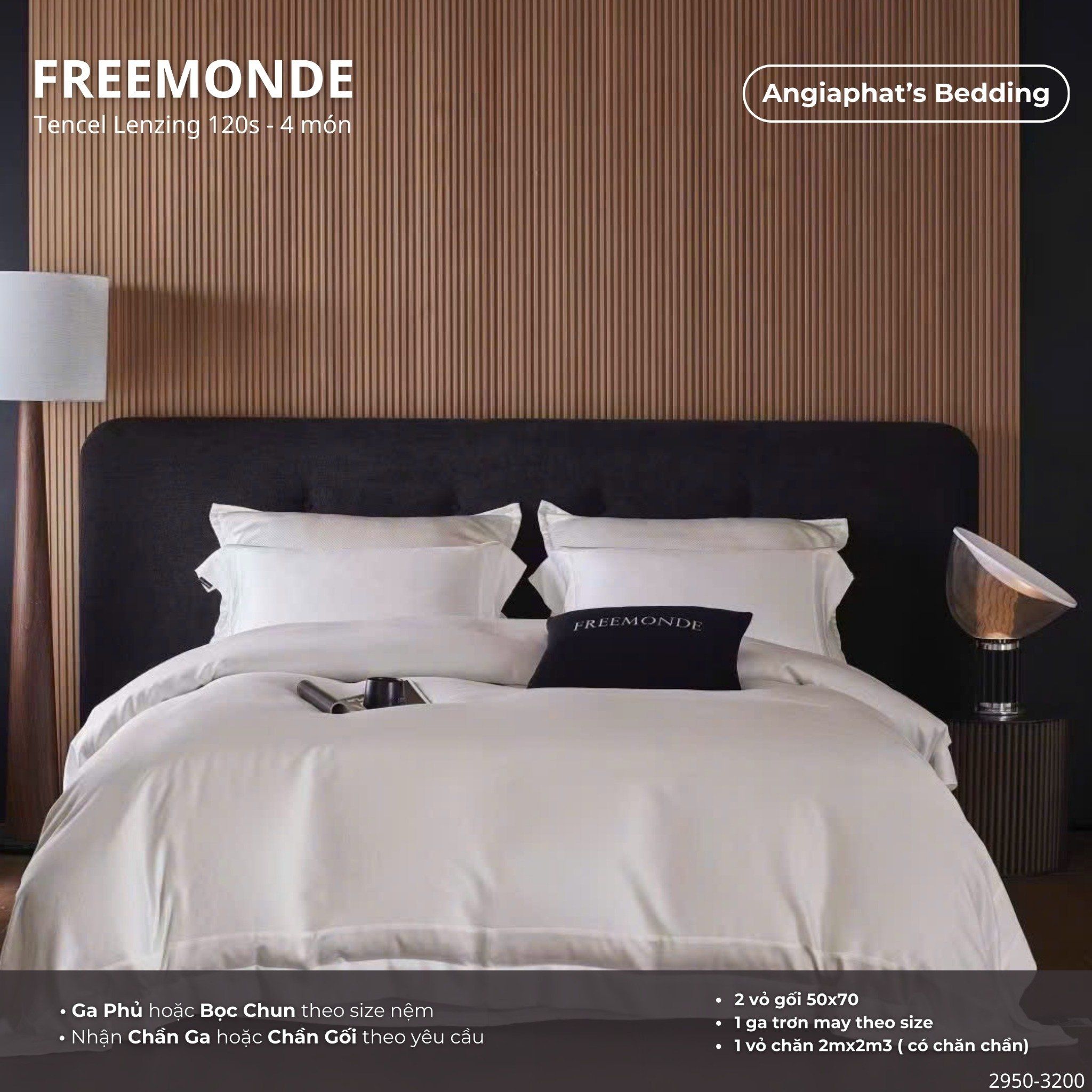Set Chăn Ga Tencel 120s Freemonce Dệt Vân Chìm - Màu 5