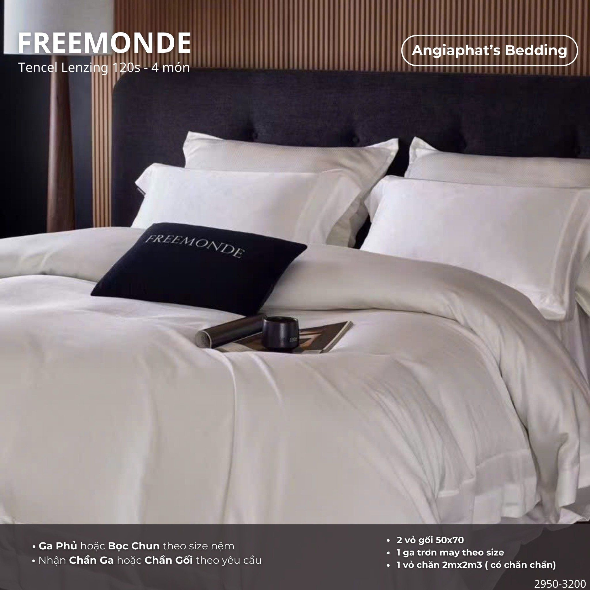 Set Chăn Ga Tencel 120s Freemonce Dệt Vân Chìm - Màu 5