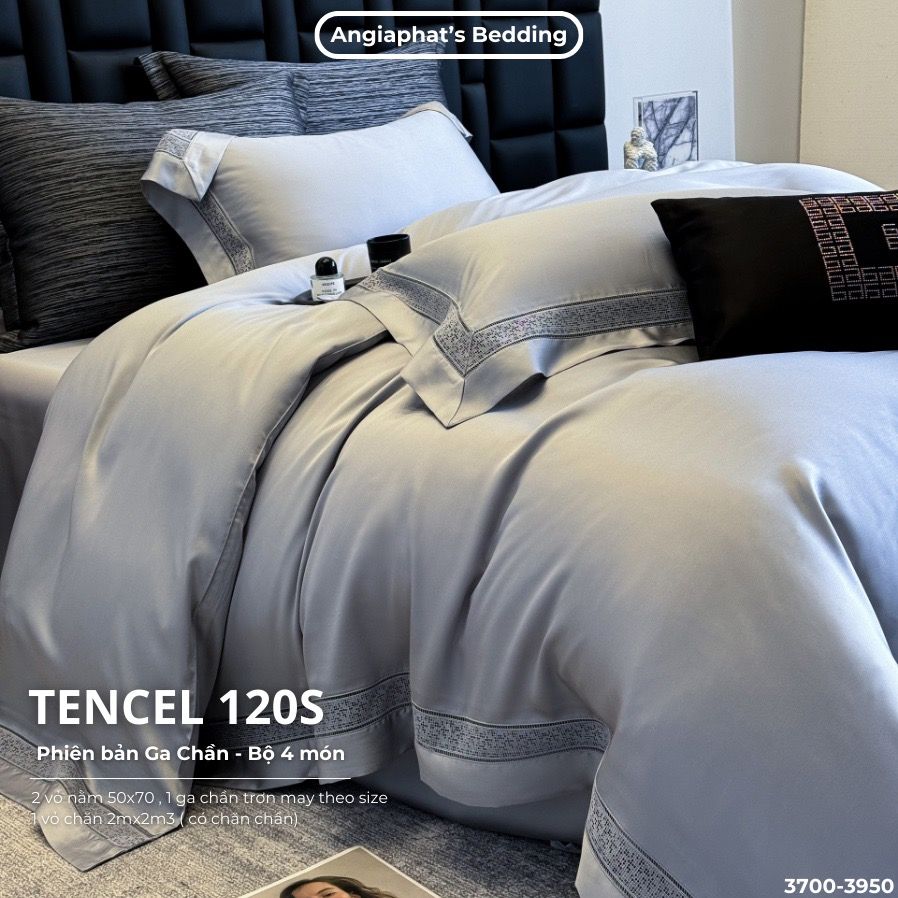 Set Chăn Ga Tencel 120s - 5 MÓN - GA TRẦN PHỦ - MÀU 5