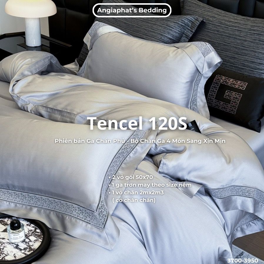 Set Chăn Ga Tencel 120s - 5 MÓN - GA TRẦN PHỦ - MÀU 5