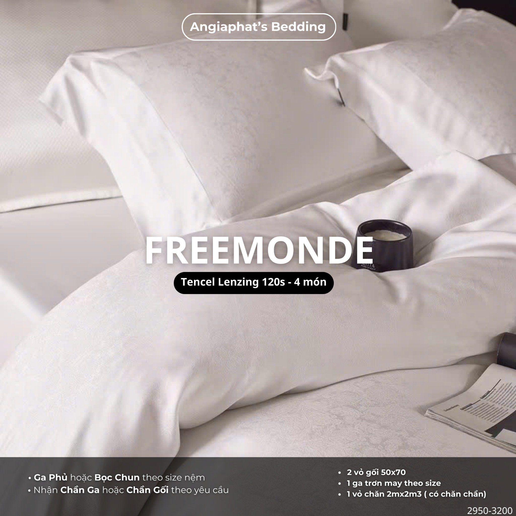 Set Chăn Ga Tencel 120s Freemonce Dệt Vân Chìm - Màu 5