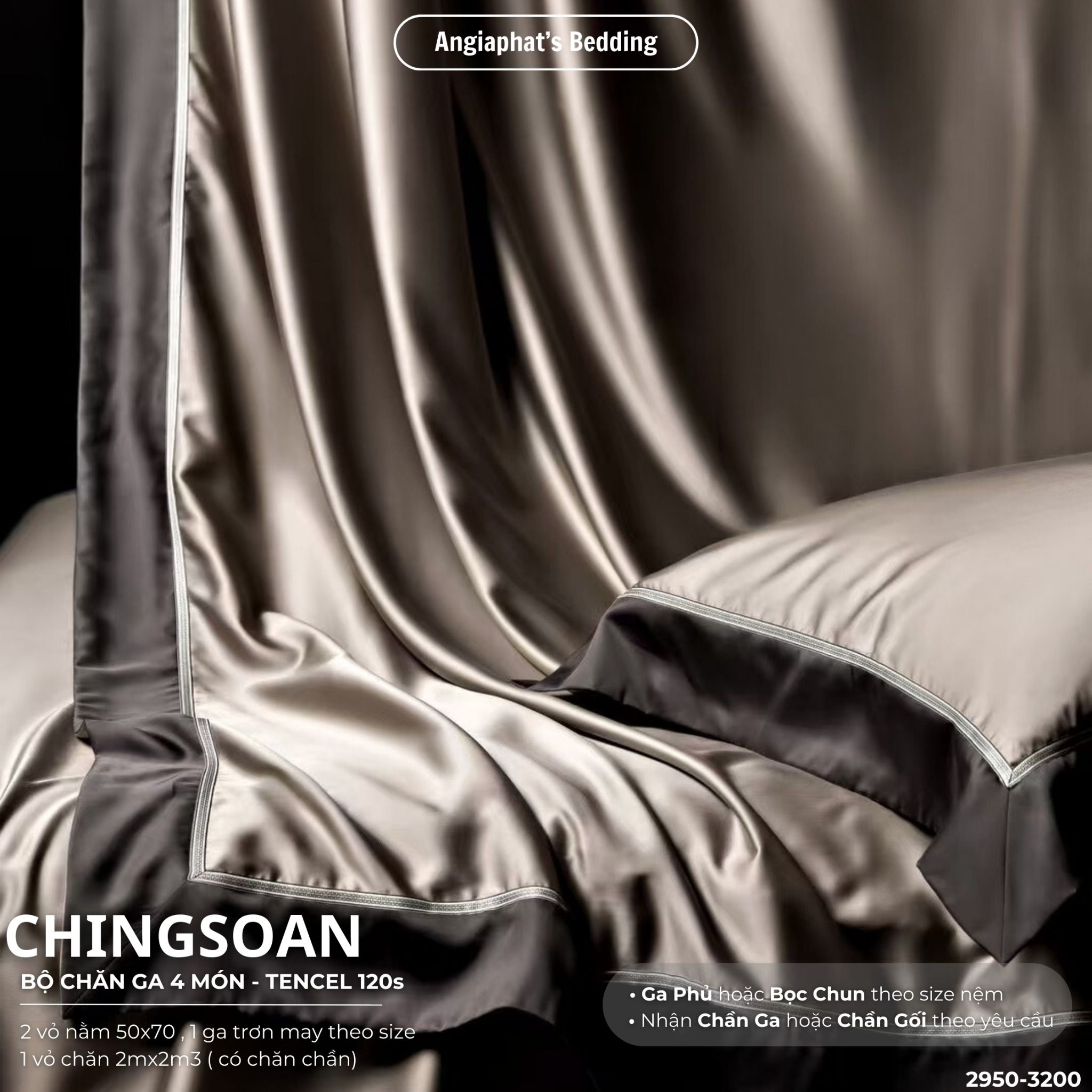 Set Chăn Ga Tencel 120s Chingsuan Viền - Màu 5