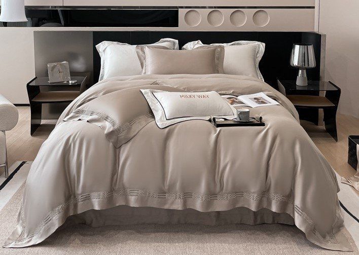 Bộ Chăn Ga Tencel 100s Viền - Be