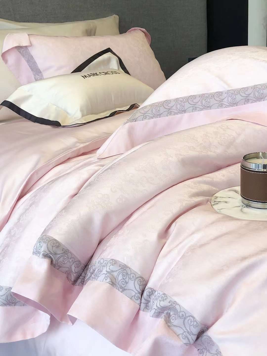 Set Chăn Ga Tencel 120s Markcross Dệt Vân Chìm - Màu Hồng