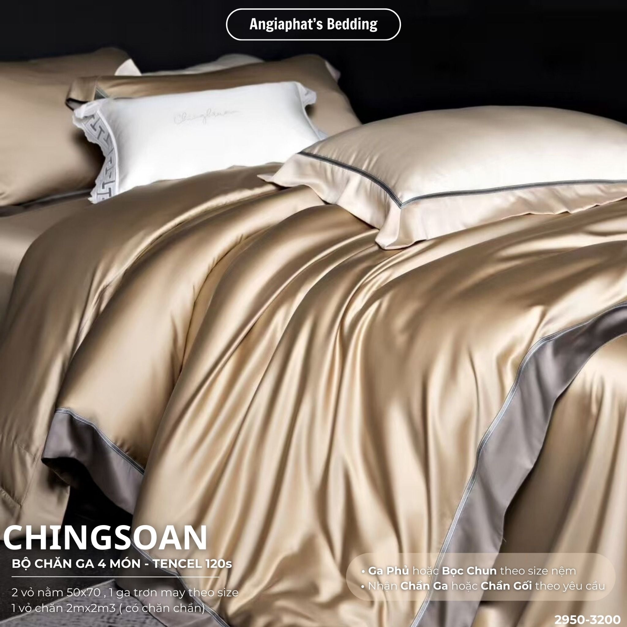 Set Chăn Ga Tencel 120s Chingsuan Viền - Màu 6