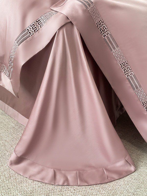 Bộ Chăn Ga Tencel 100s Viền - Hồng