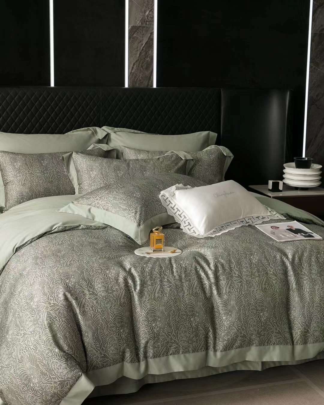 Bộ Chăn Ga Tencel Pima 100s Chingshuan - Hoa Xanh