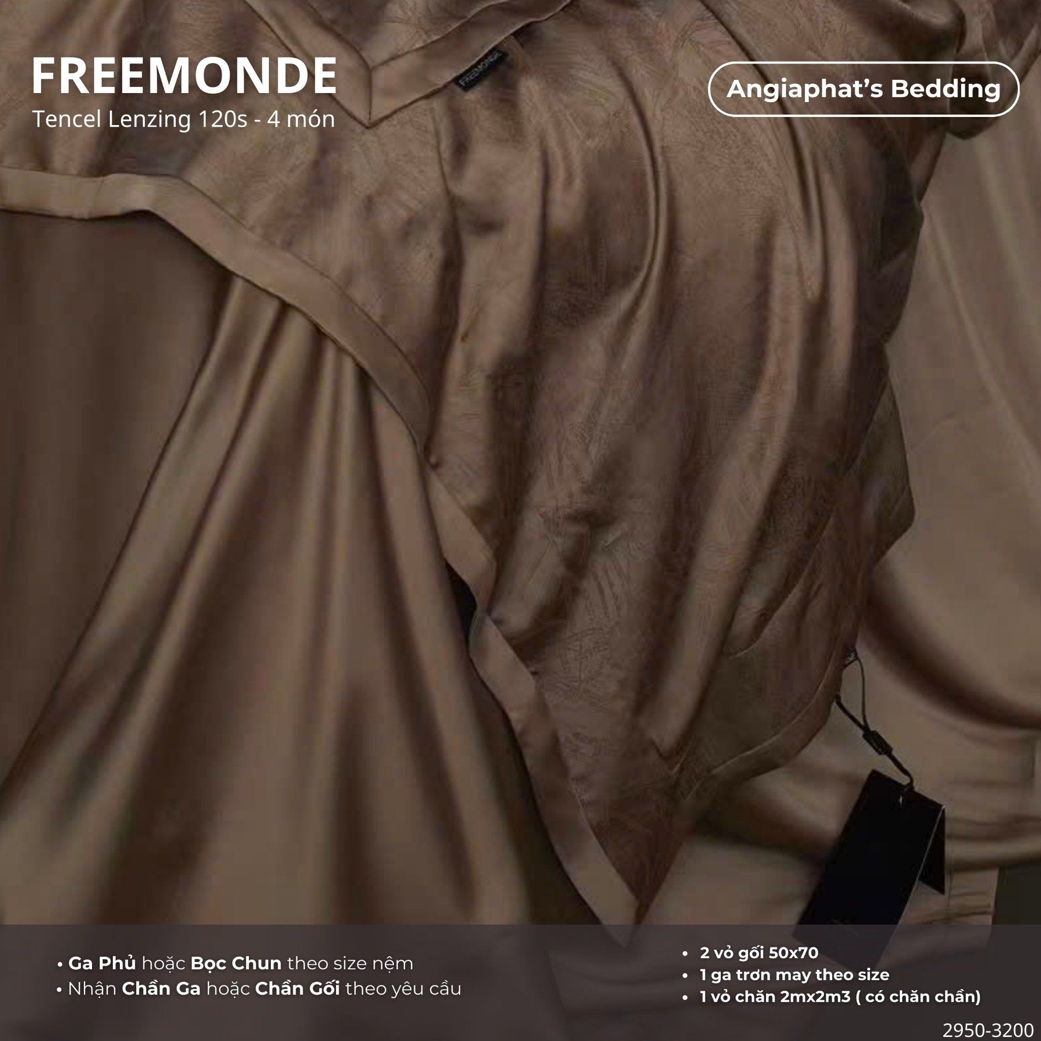 Set Chăn Ga Tencel 120s Freemonce Dệt Vân Chìm - Màu 7