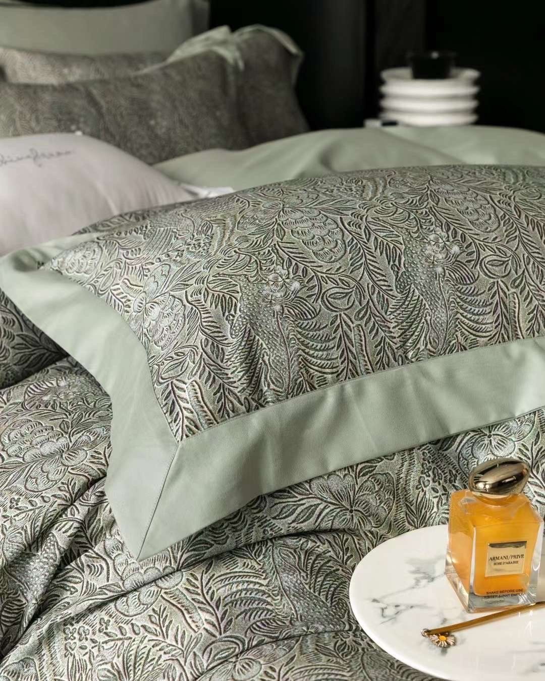 Bộ Chăn Ga Tencel Pima 100s Chingshuan - Hoa Xanh