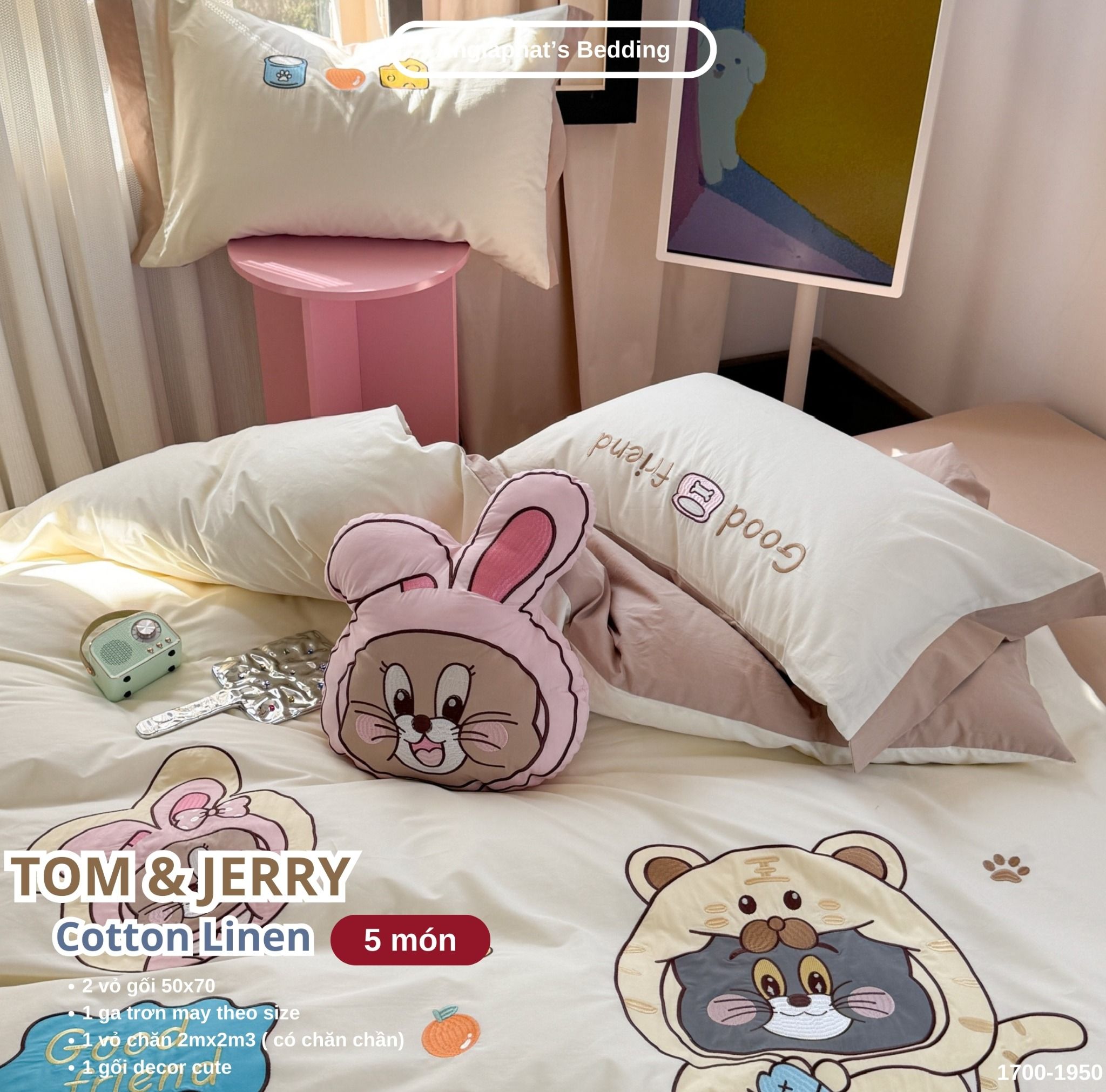 Bộ Chăn Ga Cotton Linen Kids / Cho Bé - Tom&Jerry