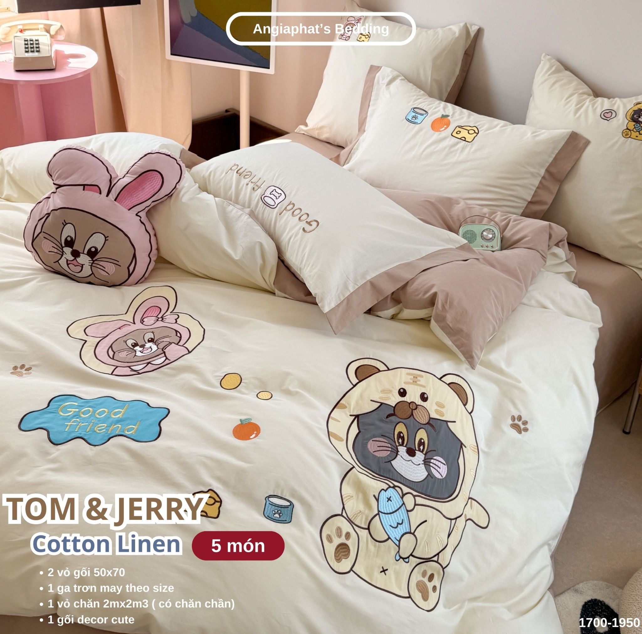 Bộ Chăn Ga Cotton Linen Kids / Cho Bé - Tom&Jerry