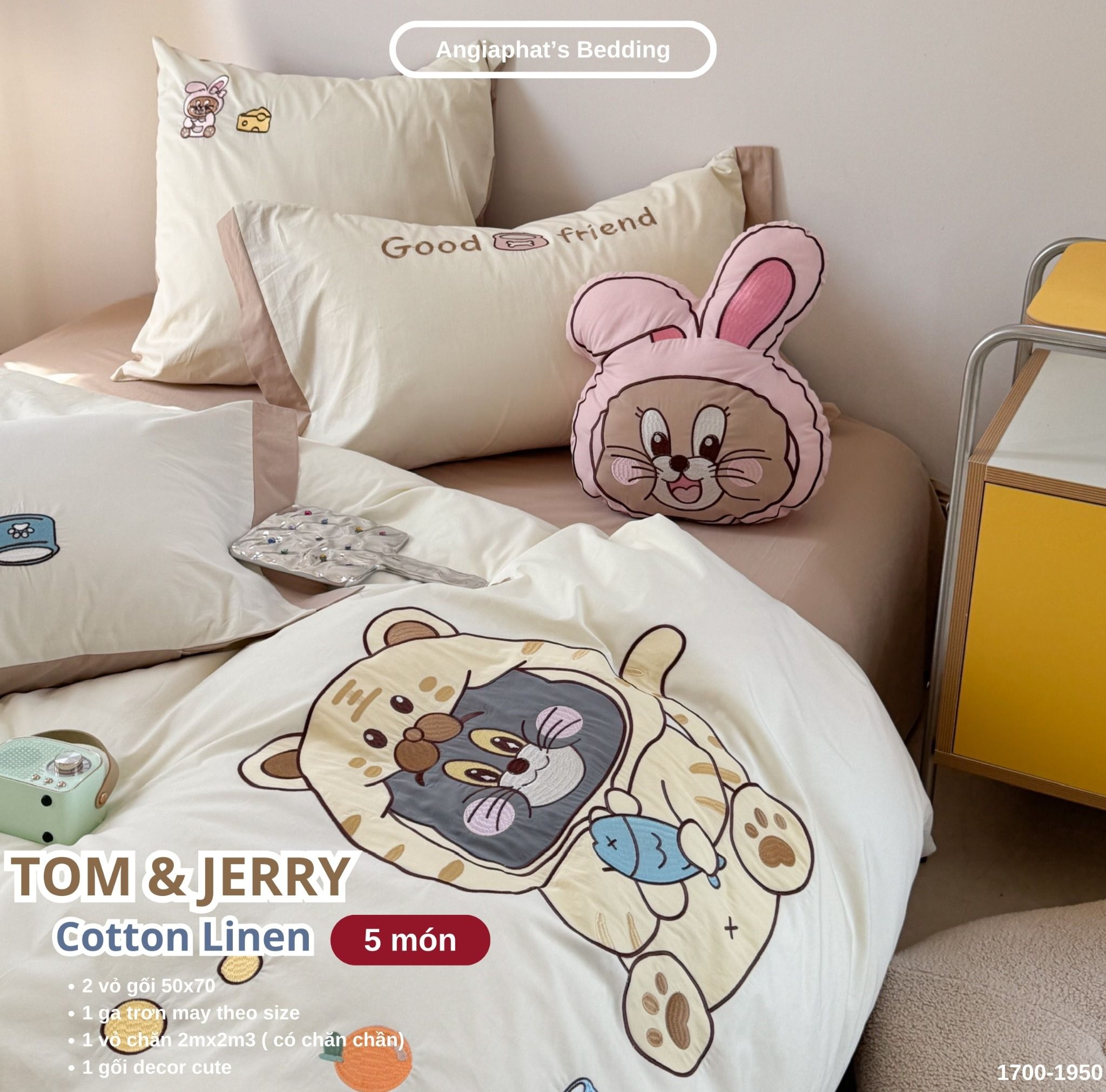 Bộ Chăn Ga Cotton Linen Kids / Cho Bé - Tom&Jerry